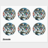 懐かしい冬の風景 | 子どもの雪合戦 ラウンドシール (シート)