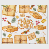 懐かしい冬シナモンパインクリスマス ラッピングペーパー (フラット)