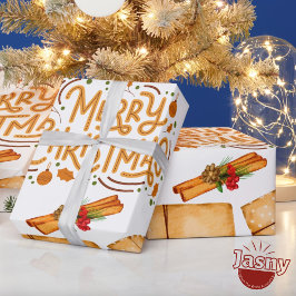 懐かしい冬シナモンパインクリスマス ラッピングペーパー