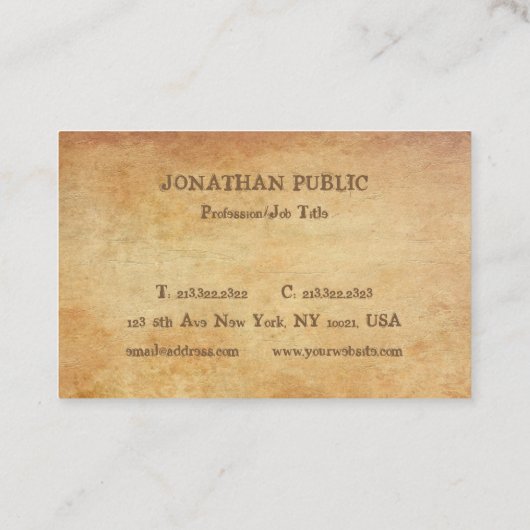 懐かしい古い紙ルックテンプレートプレミアムシック 名刺 (裏面)