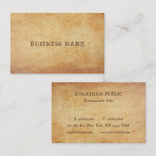 懐かしい古い紙ルックテンプレートプレミアムシック 名刺 (正面/裏面)