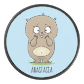 懐かしい可愛らしい丸っぽいハムスター漫画 アイスホッケーパック (正面)