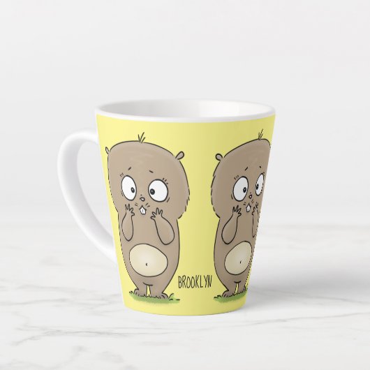 懐かしい可愛らしい丸っぽいハムスター漫画 カフェラテマグ (左アングル)