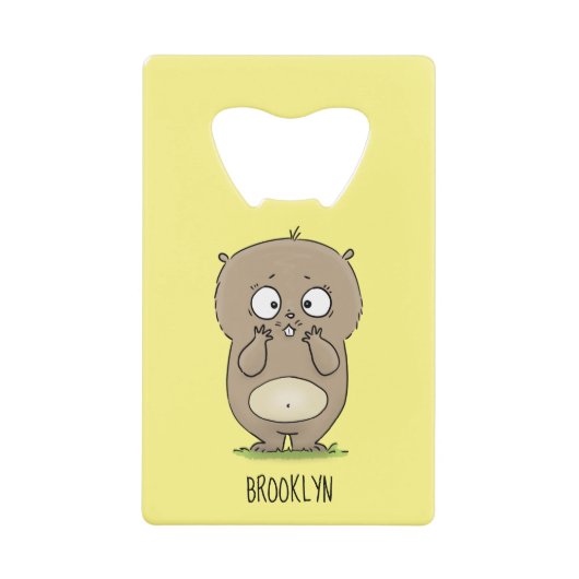 懐かしい可愛らしい丸っぽいハムスター漫画 クレジットカード栓抜き (正面)