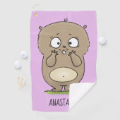 懐かしい可愛らしい丸っぽいハムスター漫画 ゴルフタオル (インサイチュ)