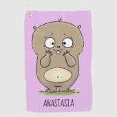 懐かしい可愛らしい丸っぽいハムスター漫画 ゴルフタオル (正面)