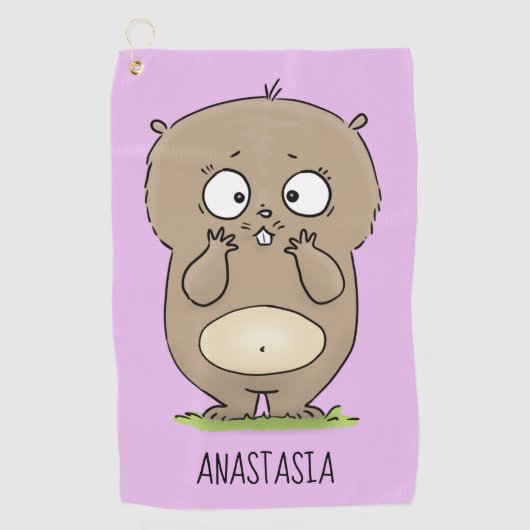 懐かしい可愛らしい丸っぽいハムスター漫画 ゴルフタオル (正面)