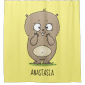 懐かしい可愛らしい丸っぽいハムスター漫画 シャワーカーテン (正面)