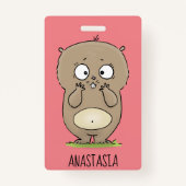 懐かしい可愛らしい丸っぽいハムスター漫画 バッジ (裏面)