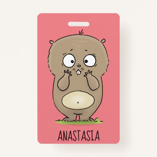 懐かしい可愛らしい丸っぽいハムスター漫画 バッジ (裏面)