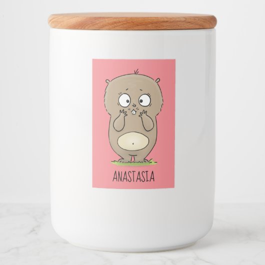 懐かしい可愛らしい丸っぽいハムスター漫画 フードラベル (正面)