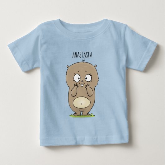 懐かしい可愛らしい丸っぽいハムスター漫画 ベビーTシャツ (正面)