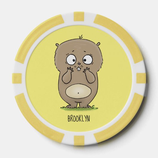 懐かしい可愛らしい丸っぽいハムスター漫画 ポーカーチップ (正面)