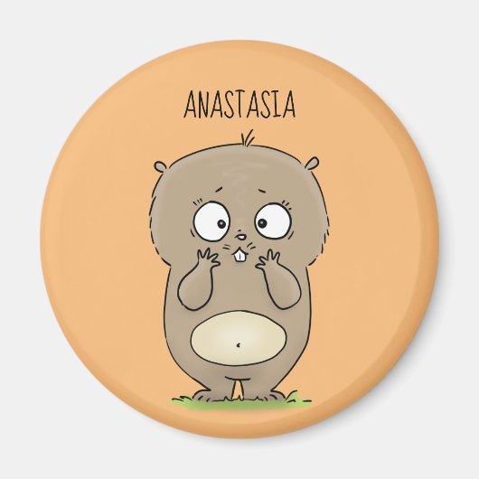 懐かしい可愛らしい丸っぽいハムスター漫画 マグネット (正面)