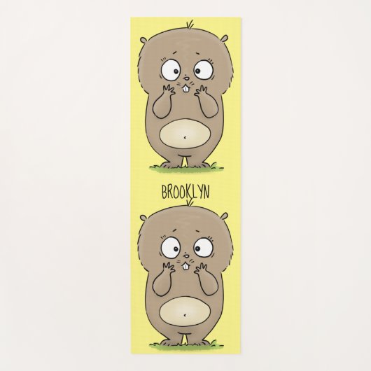 懐かしい可愛らしい丸っぽいハムスター漫画 ヨガマット (正面)