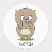 懐かしい可愛らしい丸っぽいハムスター漫画 ラベル (デザイン2)