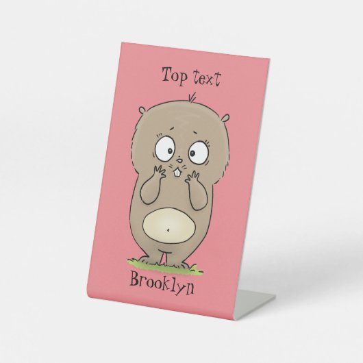 懐かしい可愛らしい丸っぽいハムスター漫画 台座サイン (正面)