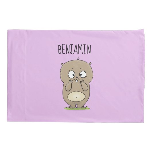 懐かしい可愛らしい丸っぽいハムスター漫画 枕カバー (裏面)