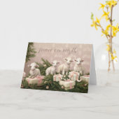 懐かしい平和なクリスマスランプ カード (黄色い花)