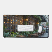 懐かしい平和なコーヒーショップ、アールヌーボー・インスピア デスクマット (キーボード&マウス)