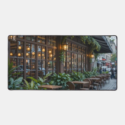 懐かしい平和なコーヒーショップ、アールヌーボー・インスピア デスクマット (正面)