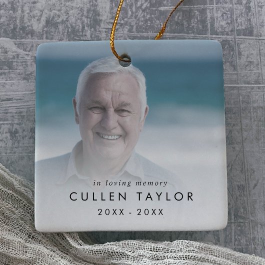 懐かしい思い出にシックおじいちゃんフォトメモリアル セラミックオーナメント