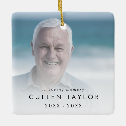 懐かしい思い出にシックおじいちゃんフォトメモリアル セラミックオーナメント (正面)