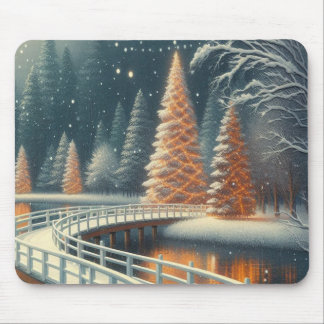 懐かしい憂鬱な雪のクリスマスシーン マウスパッド