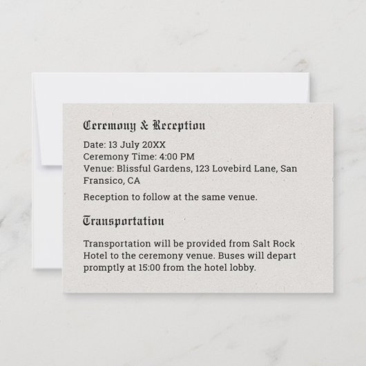 懐かしい新聞詳細エンクロージャカード 出欠カード (裏面)