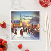 懐かしい村の教会クリスマスグリーティングを訪れる スタンダードランチョンナプキン (インサイチュ)