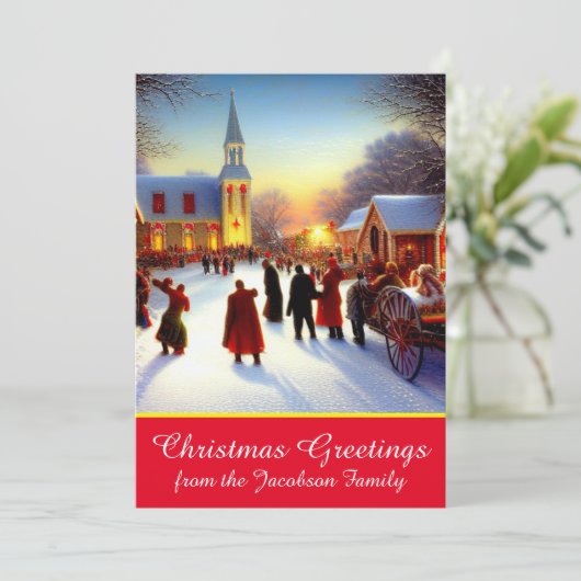 懐かしい村の教会クリスマスグリーティング シーズンカード (スタンド正面)
