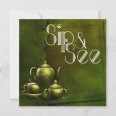 懐かしい森林茶の時間Sipと赤ちゃんのシャワーを参照 招待状 (正面)