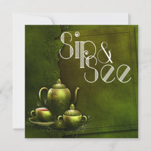 懐かしい森林茶の時間Sipと赤ちゃんのシャワーを参照 招待状