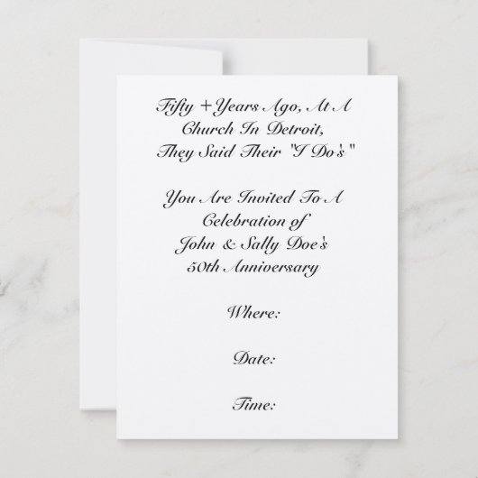 懐かしい結婚記念日カップル記念日招待状 招待状 (裏面)