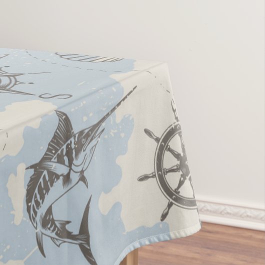 懐かしい航海のテーマの青いパターン テーブルクロス (インサイチュ)