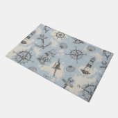 懐かしい航海のテーマの青いパターン ドアマット (アングル)