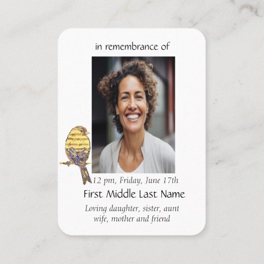 懐かしい記念ミュージックソングバード 名刺 (裏面)