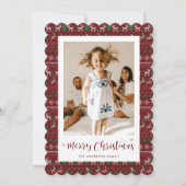 懐かしい赤い緑の写真メリークリスマスカード シーズンカード (正面)