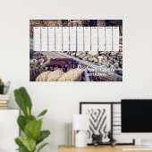 懐かしい赤ワゴンファミリー誕生日カレンダー ポスター (ホームオフィス)