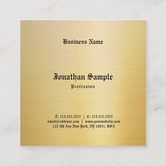 懐かしい金ゴールドテンプレートクラシックヴィンテージルック スクエア名刺 (裏面)