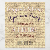 懐かしい音楽ノートの背景 ワインラベル (シングルラベル)