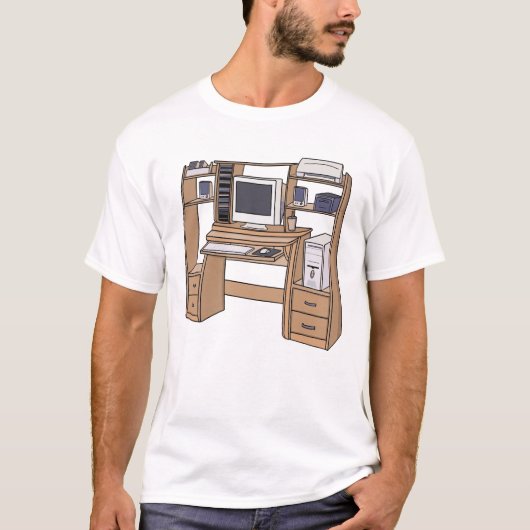 懐かしのレトロPCデスクセットアップ 90年代 2000年代 Tシャツ (正面)