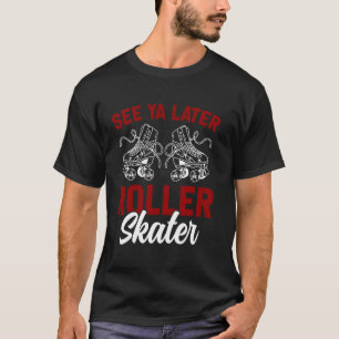 懐かしの70年代レトロなローラースケートの女の子 また会おうね Tシャツ