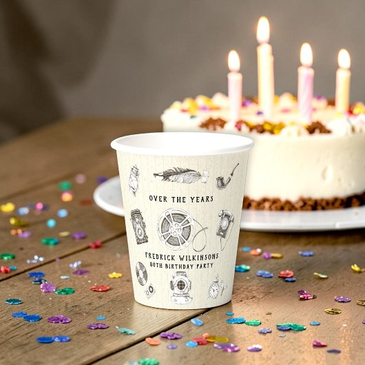 懐かしの80歳誕生日ペーパーカップ 紙コップ