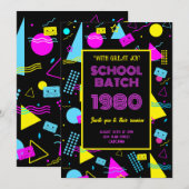 懐かしの80'sスタイル 学校同窓会 招待状 (正面/裏面)