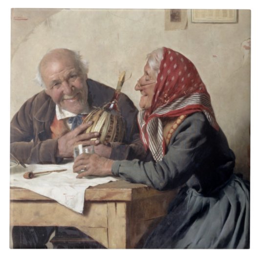 懐しい想い出(キャンバスの油) タイル (正面)