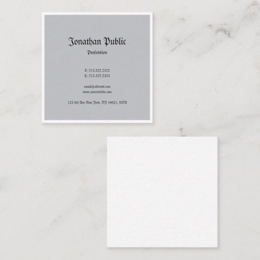 懐エレガントかしいクラシックルッミニマルププレーン スクエア名刺 (正面/裏面)