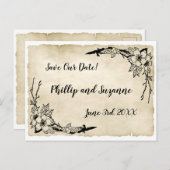 懐エレガントかしいヴィンテージフローラ日付の保存 案内ポストカード (正面/裏面)