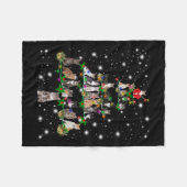 懐中電灯で覆われたかわいい猫のクリスマスツリー フリースブランケット (正面(横))