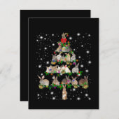 懐中電灯で覆われたウサギのクリスマスツリー サンキューカード (正面/裏面)